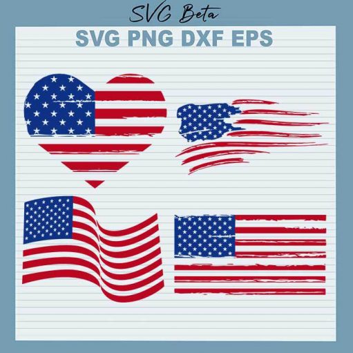 4Th Of July Distressed American Flag Bundle Svg
