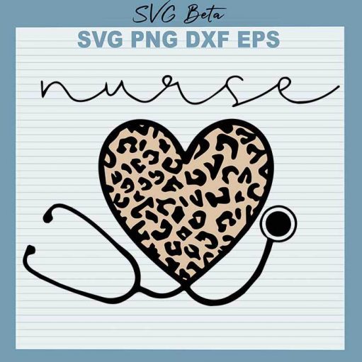 Leopard Heart Stethoscope SVG, Leopard Heart Nurse SVG, Nurse Stethoscope SVG