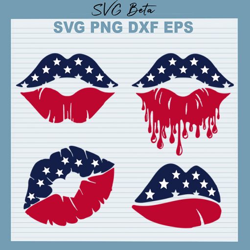 Drippings American Flag Lips Bundle Svg