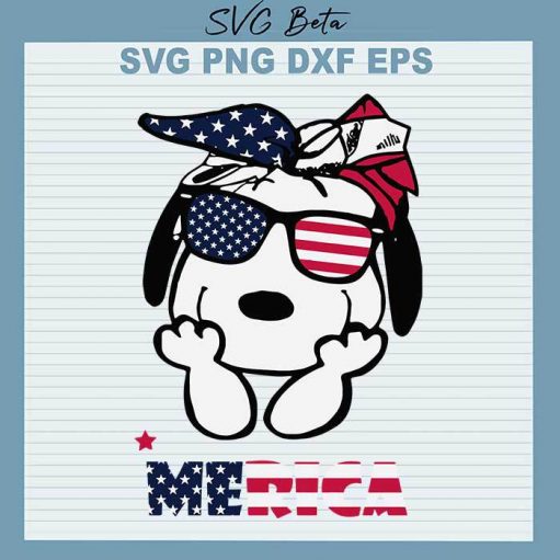 Snoopy Merica Glasses America Flag svg