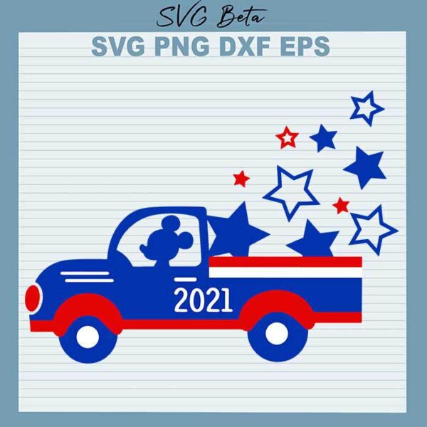 Mickey American Flag Car svg