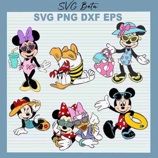 Mickey and minnie hello summer svg