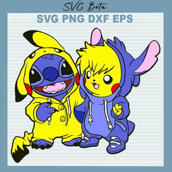 Pikachu And Stitch Friends svg