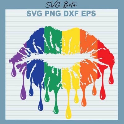 LGBT Pride Lips SVG, Pride SVG, Rainbow Lips SVG, Rainbow Drip Lips SVG