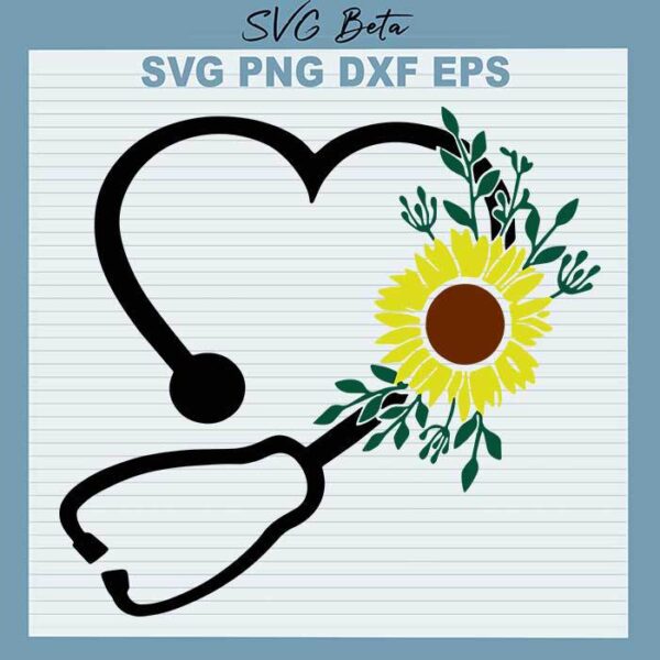 Floral Stethoscope Nurse svg