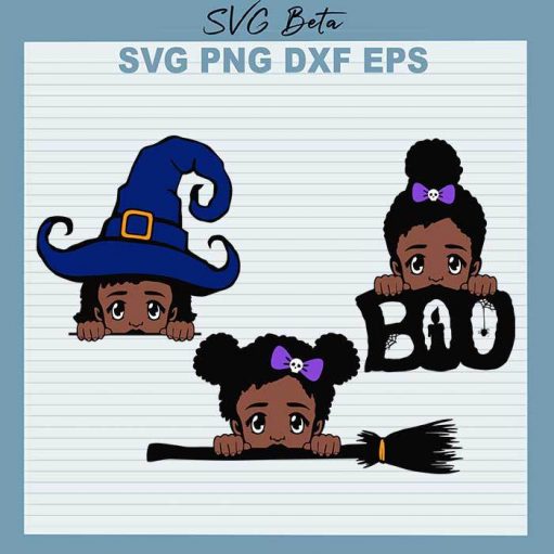 Halloween Peekaboo Black Girl SVG