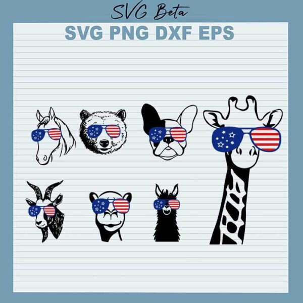 Patriotic Animals Bundle Sunglasses SVG