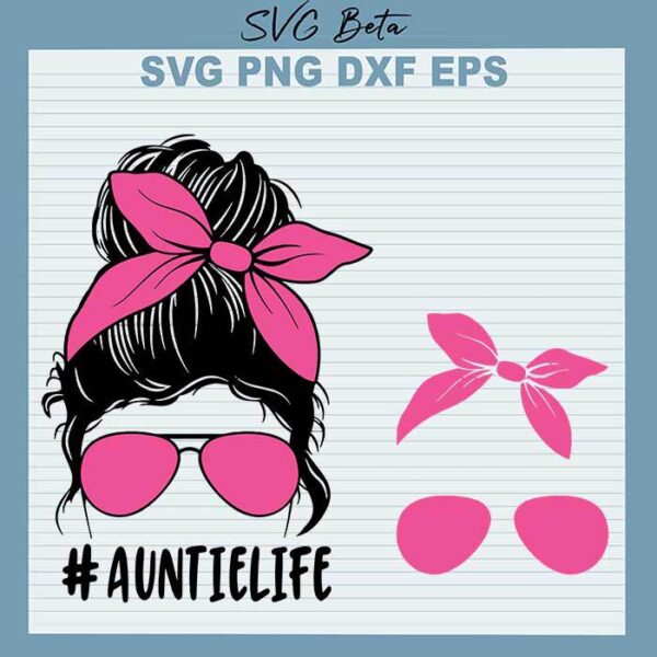 Pink Messy Bun Auntielife SVG