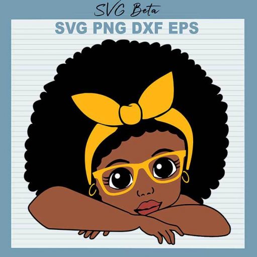 Peekaboo Afro Girl SVG, Black Girl With Glasses SVG, Bandana Black Girl SVG, School Afro Baby Girl Cut Files