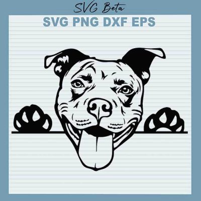 Pitbull peeking dog breed SVG, Pitbull peeking smiling dog breed SVG ...