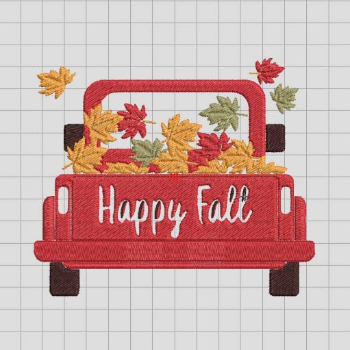 Happy fall truck Embroidery Design, Happy fall Embroidery File, truck Machine pes hus file