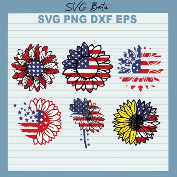 Sunflower American Flag Bundle SVG