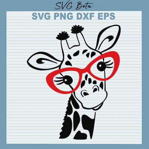 Giraffe Red Glasses svg