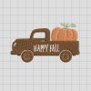 Happy Fall Truck With Pumpkins Embroidery Design