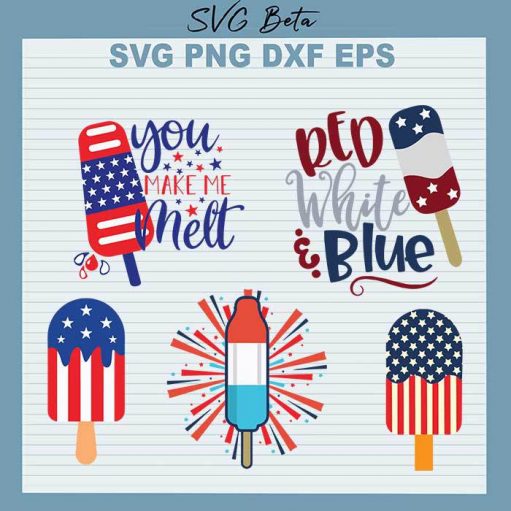 Red White Blue Ice Cream SVG, 4th of July Bundle Ice Cream SVG, Ice Cream Patriotic America SVG