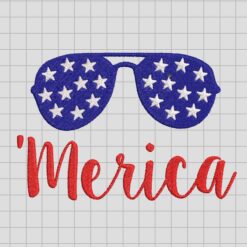 Merica glass Embroidery Design