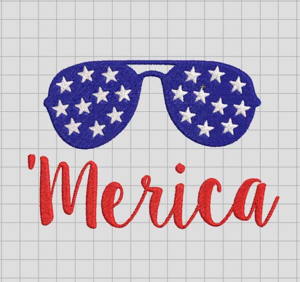 Merica glass Embroidery Design