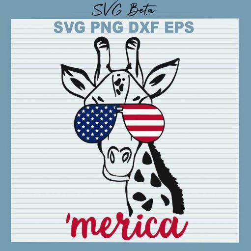 Giraffe Merica SVG, Flag Sunglasses SVG, American Flag Giraffe SVG, Giraffe SVG Cut Files