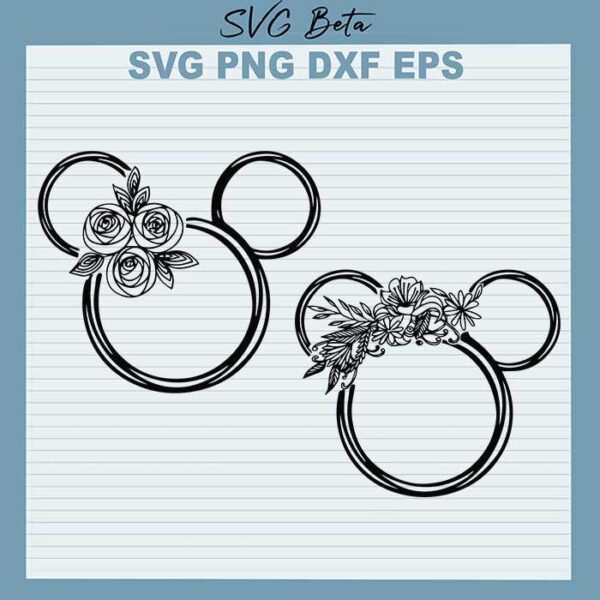 Floral Wreath Mickey Mouse SVG