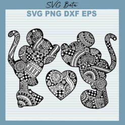 Mandala Mickey Kissing Minnie svg