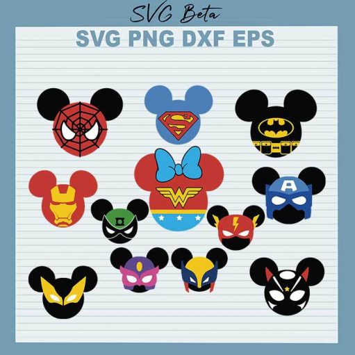 Superheroes Mickey Head Bundle SVG