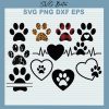 Dog Paw Heart Bundle Svg