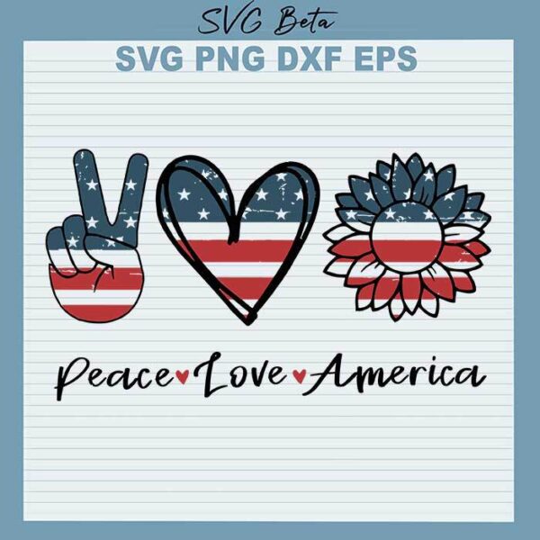 Peace Love America SVG