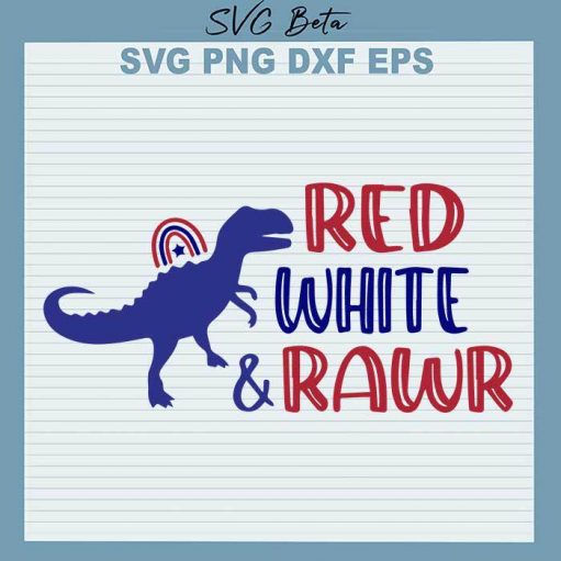 Dinosaur Red White And Rawr Svg
