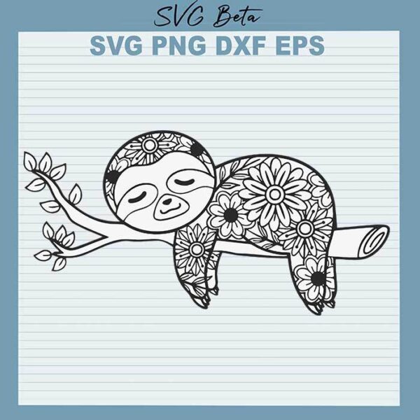 Floral Mandala Sloth svg