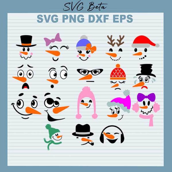 Bundle Winter Snowman Face svg