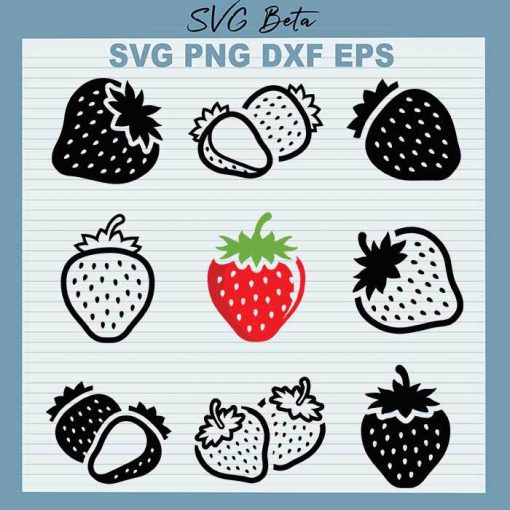 Strawberry Bundle SVG, Black Strawberry Bundle SVG, Strawberry SVG Cut ...