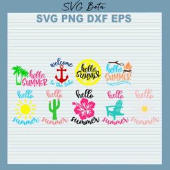 Hello Summer Tropical Bundle SVG, Coconut Summer SVG, Tropical Summer SVG, Welcome To The Lake Cut Files