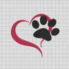 Dog paw heart Embroidery Design