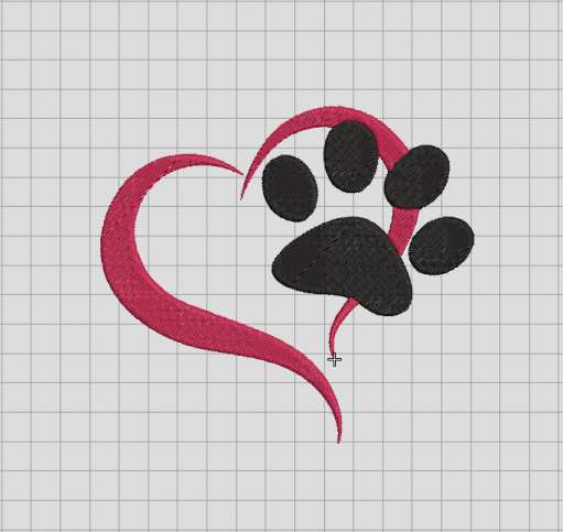 Dog Paw Heart Embroidery Design