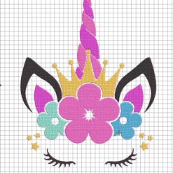 Unicorn face embroidery design