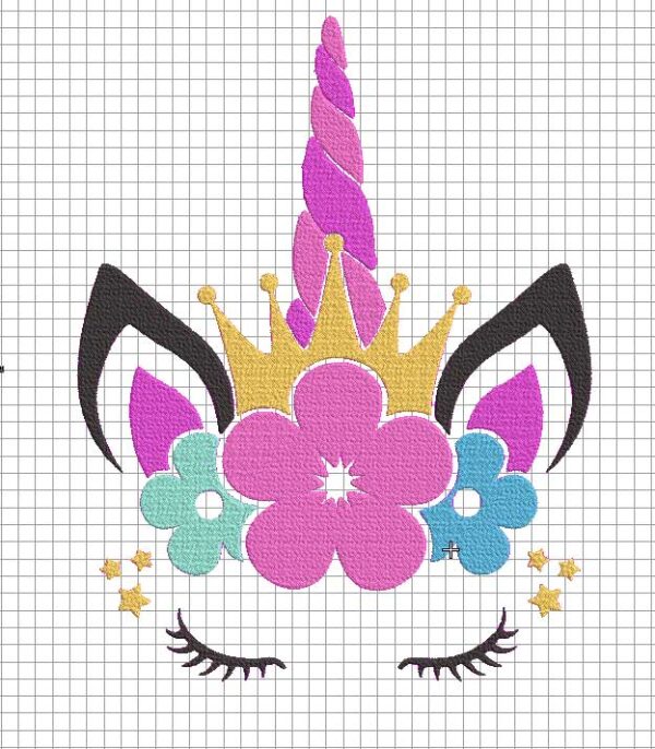 Unicorn face embroidery design