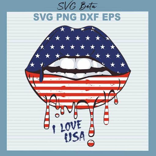 Dripping Lips I Love USA svg