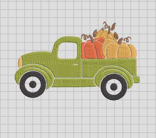 Fall Truck with pumpkins Embroidery Design