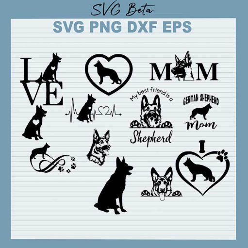 Love German Shepherd Dog SVG, German Shepherd Dog SVG, I Love Dog SVG Cut Files