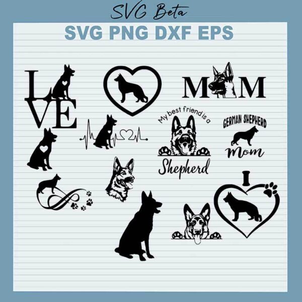 Love German Shepherd Dog SVG