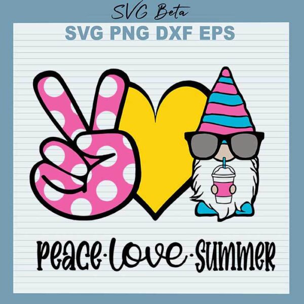 Gnome Peace Love Summer svg