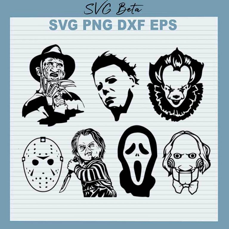 Horror Movie Killers SVG, Horror Movie Characters SVG PNG DXF