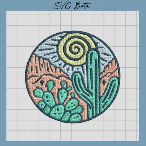 Cactus Desert Embroidery Design