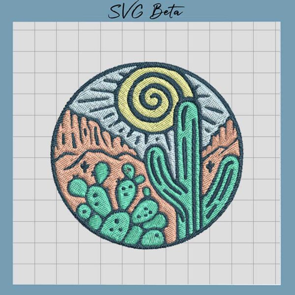Cactus desert Embroidery Design