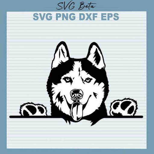 Siberian Husky Peeking Smiling svg