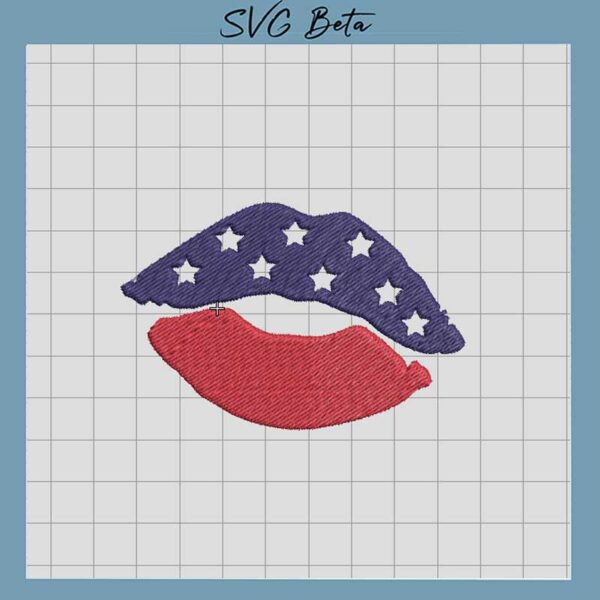 America Lips embroidery design