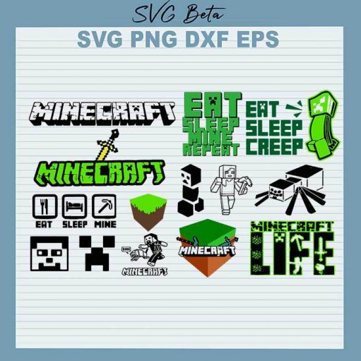 Minecraft Eat Sleep Mine SVG, Minecraft Life SVG, Minecraft Creep Cut Files For Cricut