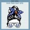Colts Football Messy Bun Mom Svg