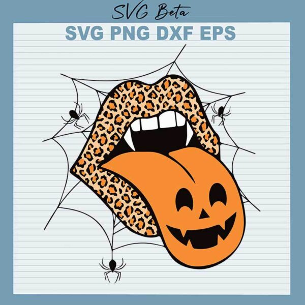 Halloween Leopard Pumpkin Lips SVG