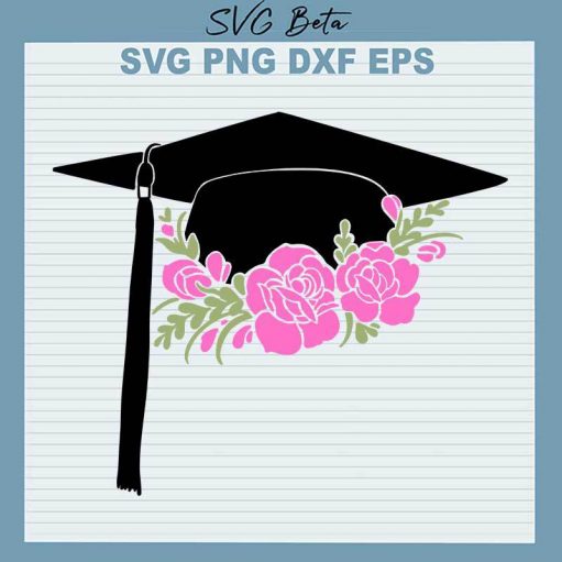 Floral Graduate Cap SVG, Graduation Cap SVG, Floral Grap Cap SVG PNG DXF